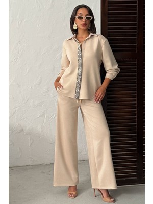 Very Moda Şerit Detaylı Scuba Süet Pantolon | F1972