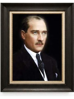 Tablore Siyah Varaklı Paspartulu Çerçeveli Atatürk Tablo A73
