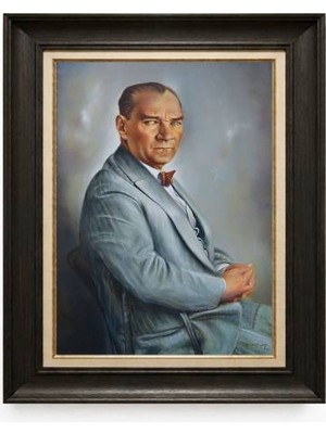 Tablore Siyah Varaklı Paspartulu Çerçeveli Atatürk Tablo A262
