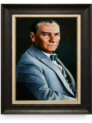Tablore Siyah Varaklı Paspartulu Çerçeveli Atatürk Tablo A369