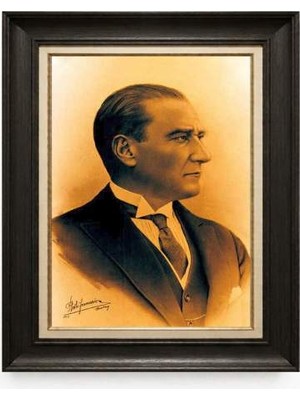 Tablore Siyah Varaklı Paspartulu Çerçeveli Atatürk Tablo A177
