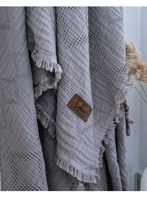 Şaheser Home Collection Müslin Yatak Örtüsü Çift Kişilik Oscar K.gri