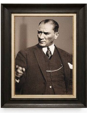 Tablore Siyah Varaklı Paspartulu Çerçeveli Atatürk Tablo A253