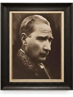 Tablore Siyah Varaklı Paspartulu Çerçeveli Atatürk Tablo A96