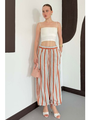 Very Moda Çizgili Salaş Pantolon | D3094