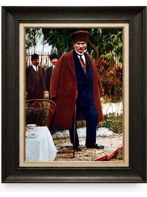 Tablore Siyah Varaklı Paspartulu Çerçeveli Atatürk Tablo A267