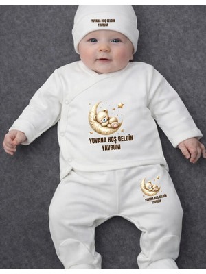 Lupi Unisex Hoş Geldin Yazılı Bebek Zıbın Alt Üst Takım
