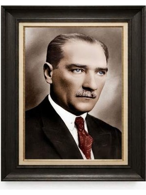 Tablore Siyah Varaklı Paspartulu Çerçeveli Atatürk Tablo A97