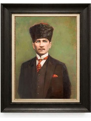 Tablore Siyah Varaklı Paspartulu Çerçeveli Atatürk Tablo A108
