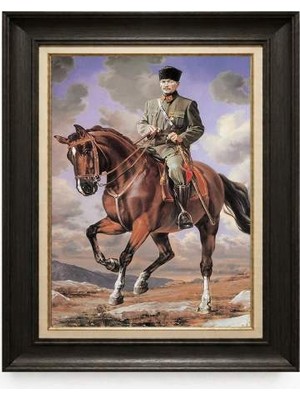 Tablore Siyah Varaklı Paspartulu Çerçeveli Atatürk Tablo A155