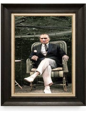 Tablore Siyah Varaklı Paspartulu Çerçeveli Atatürk Tablo A292