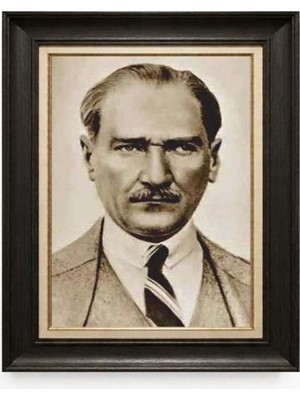 Tablore Siyah Varaklı Paspartulu Çerçeveli Atatürk Tablo A121