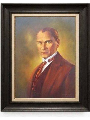 Tablore Siyah Varaklı Paspartulu Çerçeveli Atatürk Tablo A107