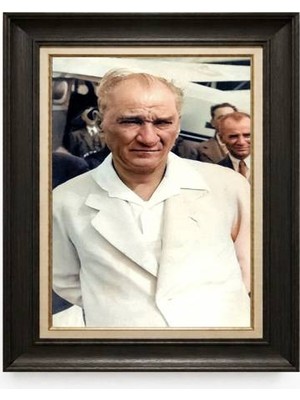 Tablore Siyah Varaklı Paspartulu Çerçeveli Atatürk Tablo A316