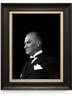 Tablore Siyah Varaklı Paspartulu Çerçeveli Atatürk Tablo A331