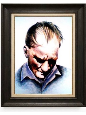 Tablore Siyah Varaklı Paspartulu Çerçeveli Atatürk Tablo A411