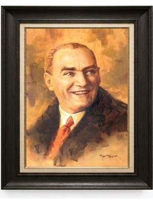 Tablore Siyah Varaklı Paspartulu Çerçeveli Atatürk Tablo A149