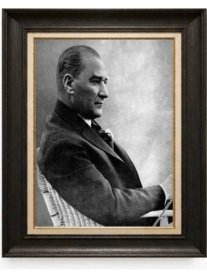 Tablore Siyah Varaklı Paspartulu Çerçeveli Atatürk Tablo A404