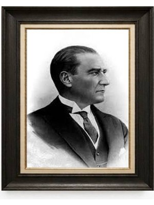 Tablore Siyah Varaklı Paspartulu Çerçeveli Atatürk Tablo A412