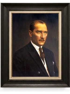 Tablore Siyah Varaklı Paspartulu Çerçeveli Atatürk Tablo A296