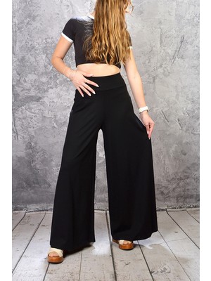 İdol Idol Geniş Paça Penye Etek Pantolon Siyah