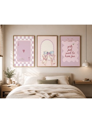 Luxor Pixels (Çerçevesiz) Lila Lucky Girl Genç Odası 3lü Poster Seti