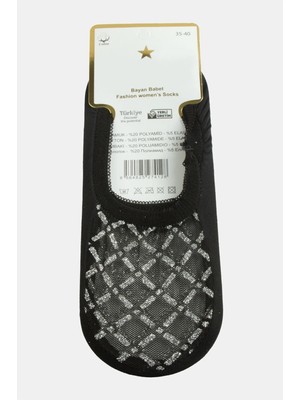 Zero Land Shophnrl Çarpı Dantel Babet Çorap Siyah