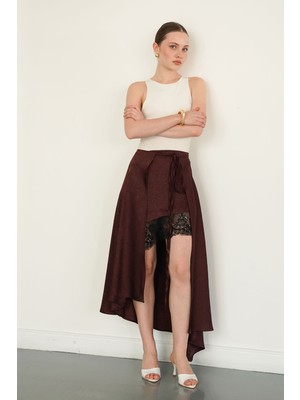 Very Moda Dantel Detaylı Saten Etek | D2976