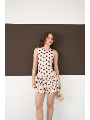 Very Moda Puantiyeli Sıfır Kol Elbise | D2946
