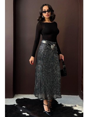 Very Moda Simli Pliseli Etek | F2067