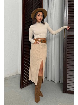 Very Moda Fitilli Kadife Etek | F2033