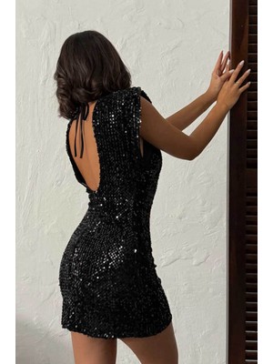 Very Moda Pullu Kadife Payet Elbise I VMF2049