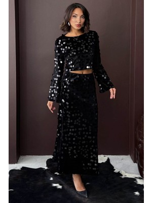 Very Moda Pullu Kadife Etek | F2000