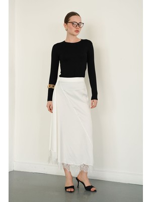 Very Moda Dantel Detaylı Saten Etek  | D2930