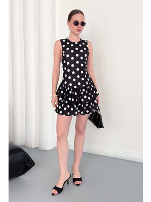 Very Moda Puantiyeli Sıfır Kol Elbise | D2946