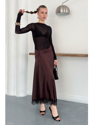 Very Moda Dantel Detaylı Saten Etek  | D2930
