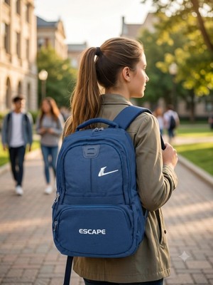 Escape Okul Günlük Hafif Kumaş Laptop Bölmeli 4 Gözlü Sırt Çantası