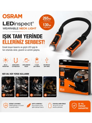 Osram Ledinspect LEDIL413 Şarjlı Boyun Lambası 265 Lümen Eller Serbest Çalışma Feneri