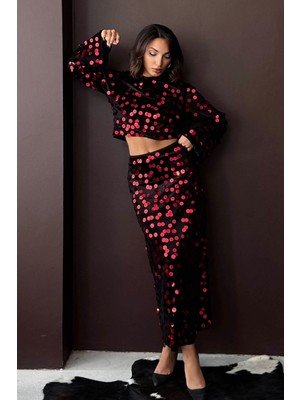 Very Moda Pullu Kadife Etek | F2000