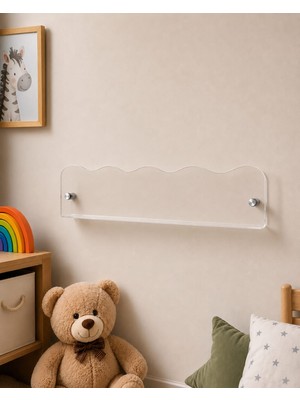 Osea Reklam Organizasyon Şeffaf Kitaplık, Dalgalı Kesim 3 mm Plexi Akrilik Kitaplık, 30-50-70 cm