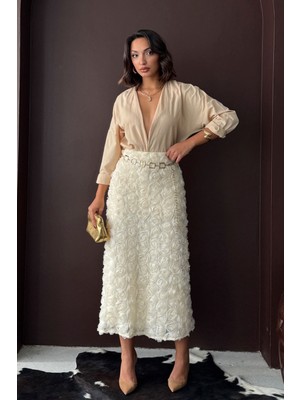 Very Moda Gül Süzüneli Etek | F2005