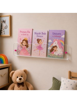 Osea Reklam Organizasyon Şeffaf Kitaplık, Dalgalı Kesim 3 mm Plexi Akrilik Kitaplık, 30-50-70 cm