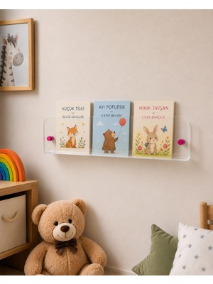 Osea Reklam Organizasyon Şeffaf Kitaplık, Düz Kesim 3 mm Plexi Akrilik Kitaplık, 30-50-70 cm