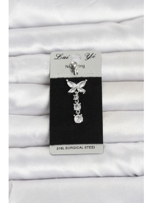 Enco Store 316L Cerrahi Çelik Sallantılı Kelebek Model Göbek Piercing