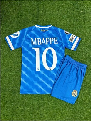 Real Madrid 2025/26 Yeni Sezon Kylian Mbappe Alternatif Çocuk Forması ( Blue)-10