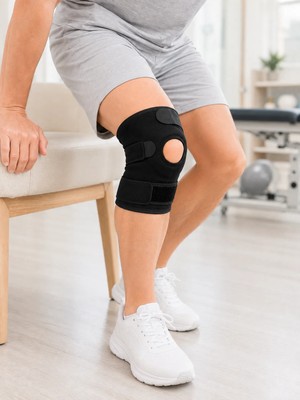 Laraheiser Siyah Ligamentli Dizlik Cırtlı Ayarlanabilir Kısa Diz Destekleyici