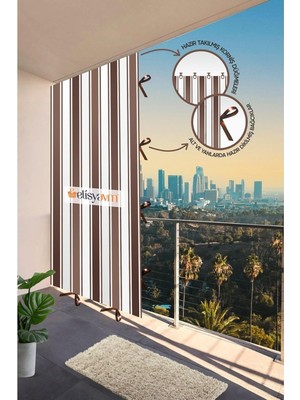 Balkon Perdesi Branda Güneşlik 6 Renk Seçeneği (Ithal Kumaş Versiyon) Kahverengi 100 x 210