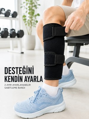 Laraheiser Sporcu Baldırlığı Ayarlanabilir Bantlı Baldır Destek Aparatı Siyah