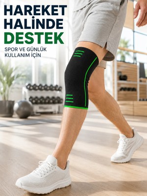Laraheiser Örme Spor Dizlik Siyah Yeşil Esnek Diz Destekleyici Günlük Kullanım