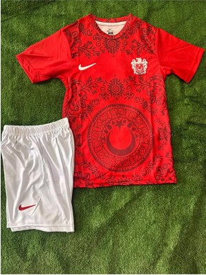 Türkiye Ayna Desenli Isimsiz Kırmızı Çocuk Forması (Jersey)